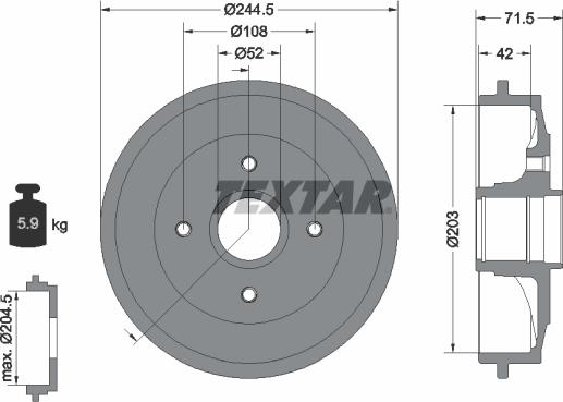 Textar 94026600 — Bęben hamulcowy