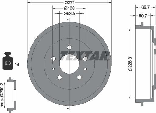 Textar 94027400 — Bęben hamulcowy