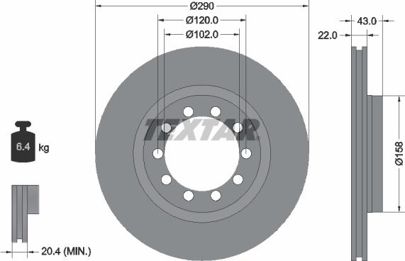 Textar 93117400 — Tarcza hamulcowa