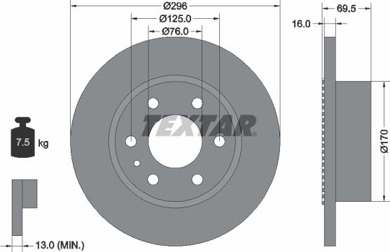 Textar 93177500 — Tarcza hamulcowa