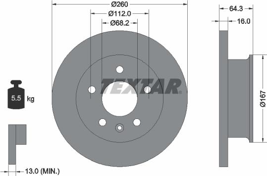 Textar 92055900 — Tarcza hamulcowa