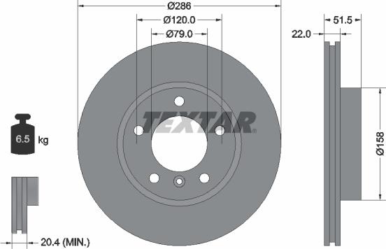 Textar 92055605 — Tarcza hamulcowa