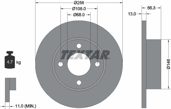 Textar 92057800 — Tarcza hamulcowa