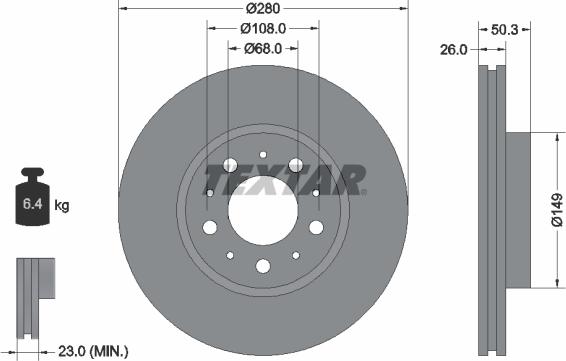 Textar 92066703 — Tarcza hamulcowa