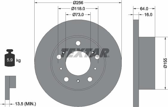 Textar 92034400 — Tarcza hamulcowa