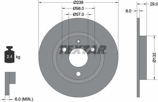 Textar 92038500 — Tarcza hamulcowa