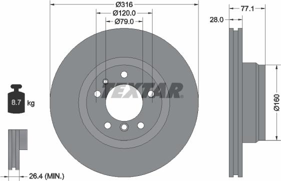Textar 92071405 — Tarcza hamulcowa