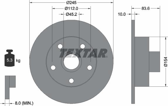 Textar 92072100 - Tarcza hamulcowa