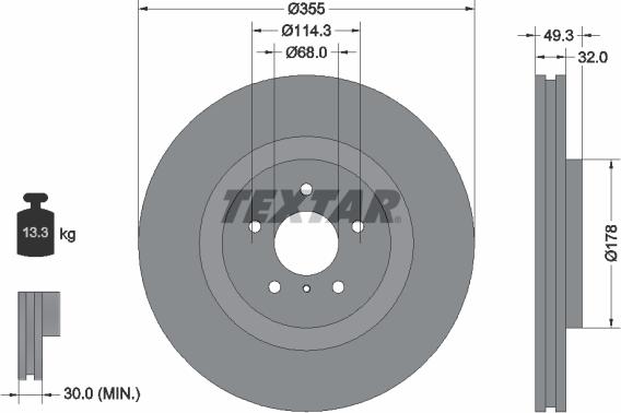 Textar 92199105 — Tarcza hamulcowa