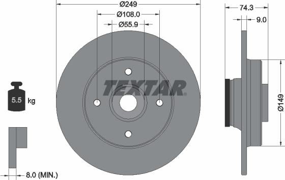 Textar 92194103 — Tarcza hamulcowa