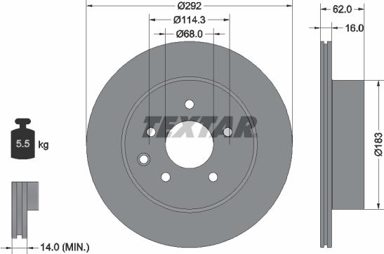 Textar 92144000 - Tarcza hamulcowa