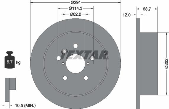 Textar 92144203 — Tarcza hamulcowa