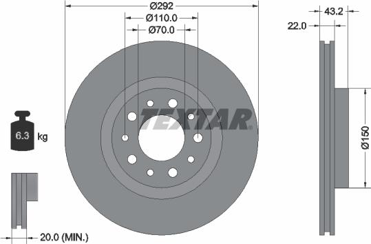 Textar 92145303 — Tarcza hamulcowa