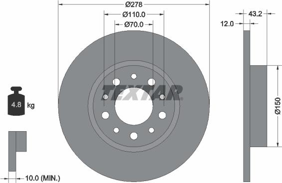Textar 92145203 — Tarcza hamulcowa