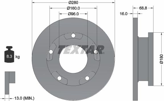 Textar 92159103 — Tarcza hamulcowa