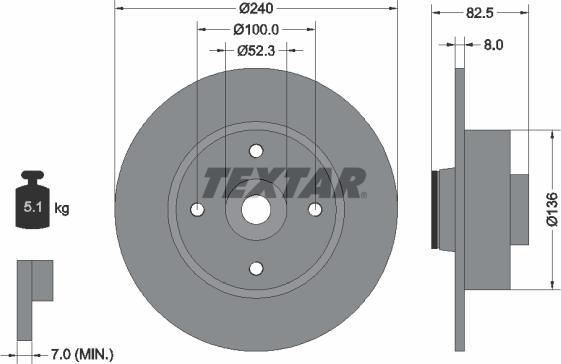 Textar 92154403 — Tarcza hamulcowa