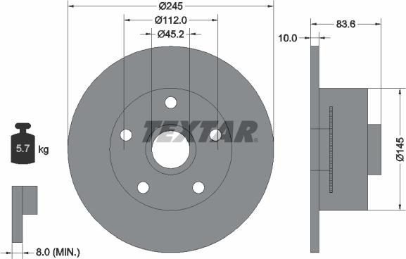 Textar 92154303 — Tarcza hamulcowa