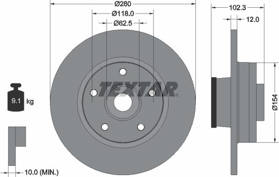 Textar 92153703 — Tarcza hamulcowa
