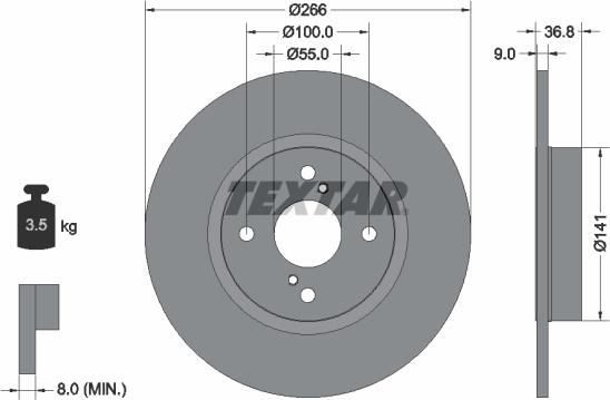 Textar 92169203 — Tarcza hamulcowa