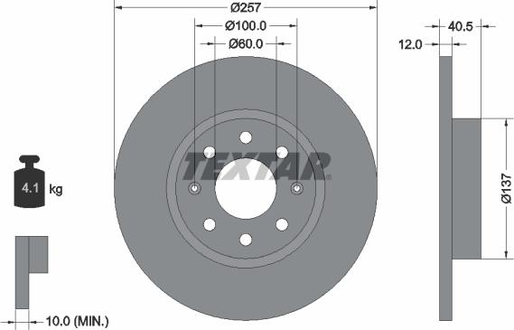 Textar 92164603 — Tarcza hamulcowa
