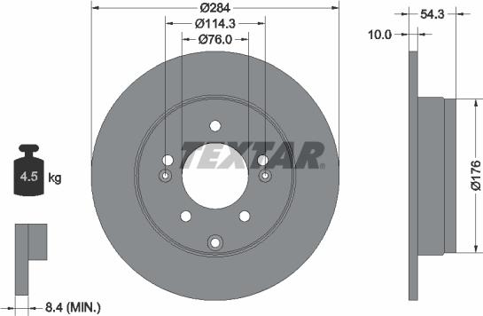Textar 92166600 — Tarcza hamulcowa