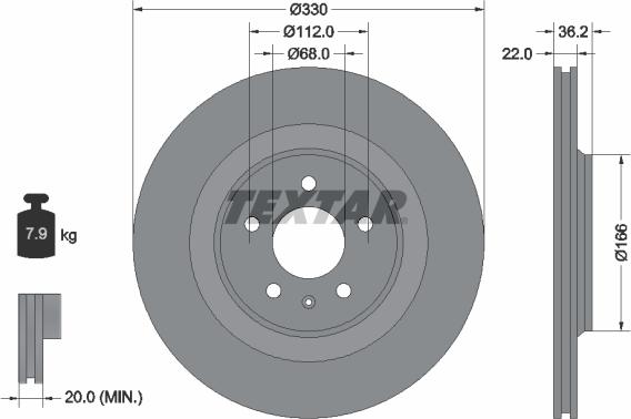 Textar 92160303 — Tarcza hamulcowa