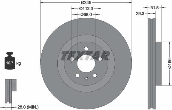 Textar 92160205 — Tarcza hamulcowa