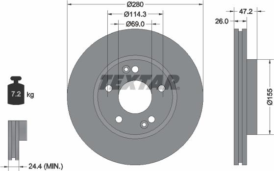 Textar 92161605 - TARCZA HAM. HYUNDAI P. I30-SONATA-TUCSON 05-12