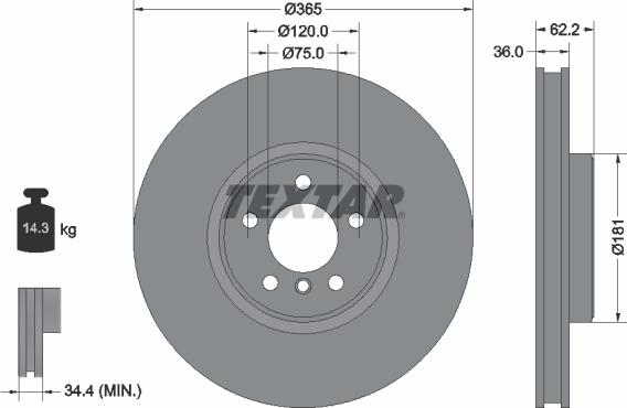 Textar 92161005 — Tarcza hamulcowa