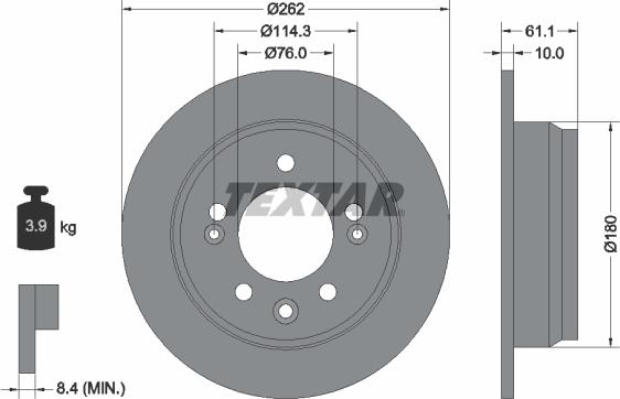 Textar 92161703 — Tarcza hamulcowa