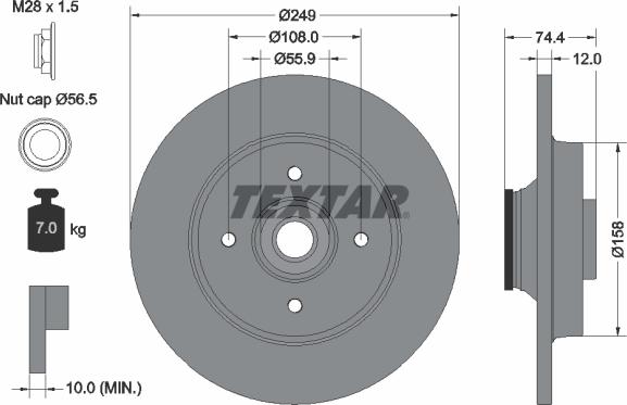 Textar 92168703 — Tarcza hamulcowa