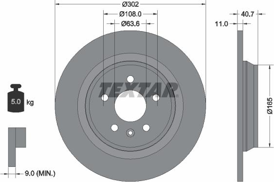 Textar 92162903 — Tarcza hamulcowa