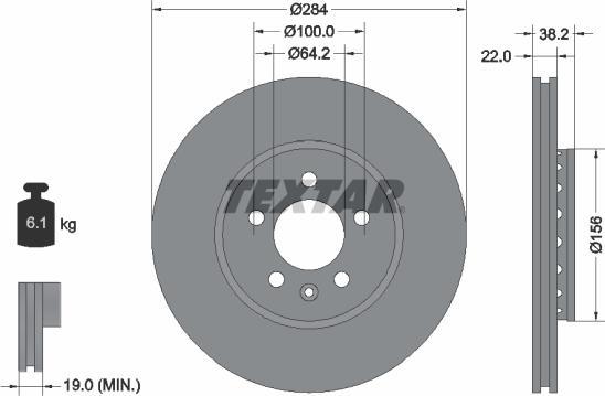 Textar 92103400 — Tarcza hamulcowa