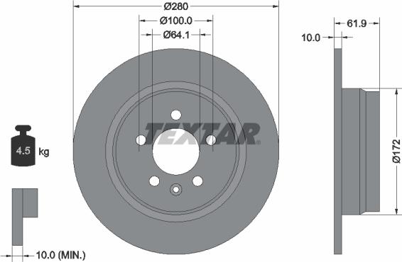 Textar 92103500 — Tarcza hamulcowa