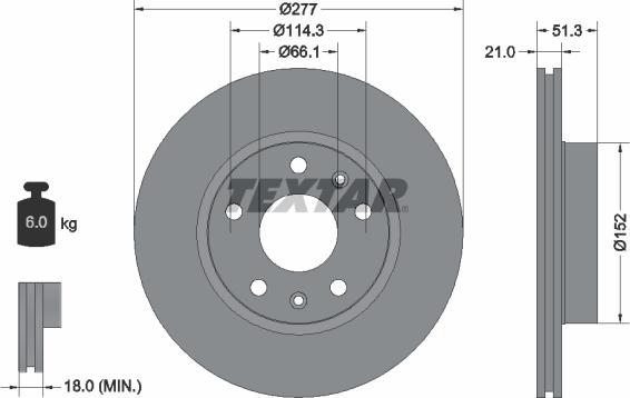 Textar 92115703 — Tarcza hamulcowa