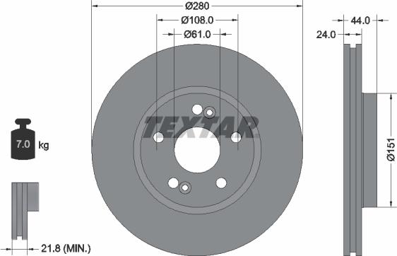 Textar 92113803 — Tarcza hamulcowa