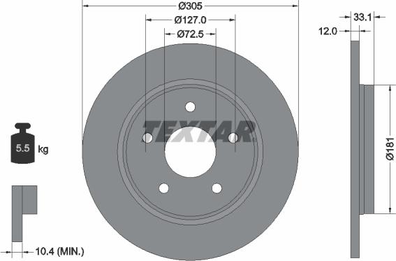 Textar 92181005 — Tarcza hamulcowa