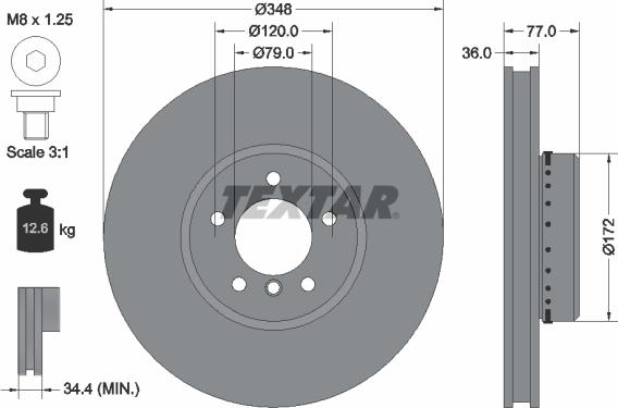 Textar 92182425 — Tarcza hamulcowa
