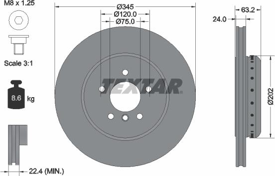 Textar 92182503 — Tarcza hamulcowa