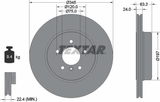 Textar 92182525 — Tarcza hamulcowa