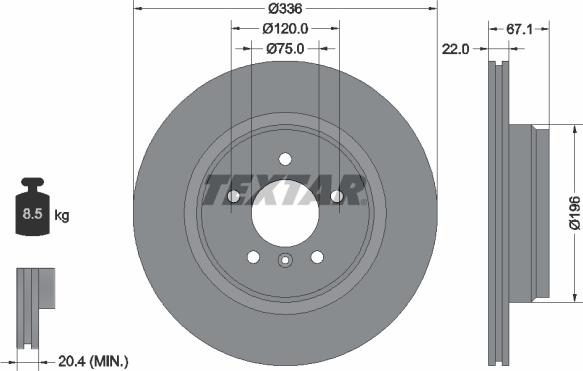 Textar 92137903 - TARCZA HAM. BMW T. E90 320-335 05- 336X22