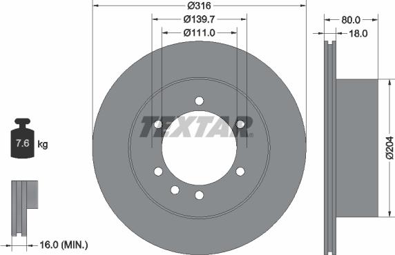 Textar 92129900 — Tarcza hamulcowa