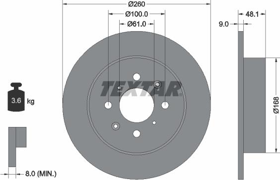 Textar 92125403 — Tarcza hamulcowa