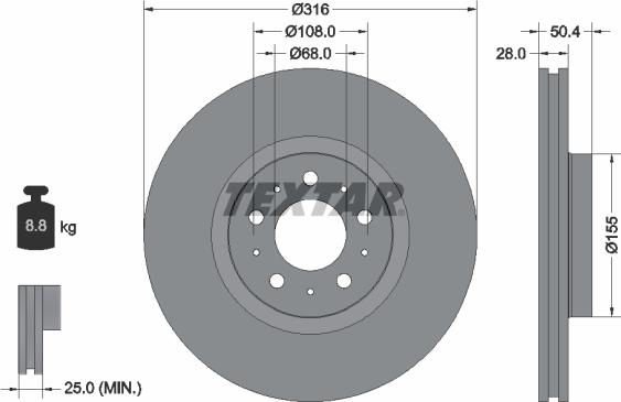 Textar 92126603 — Tarcza hamulcowa