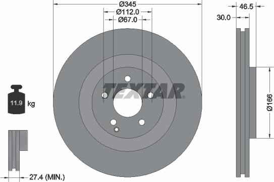 Textar 92123600 - Tarcza hamulcowa
