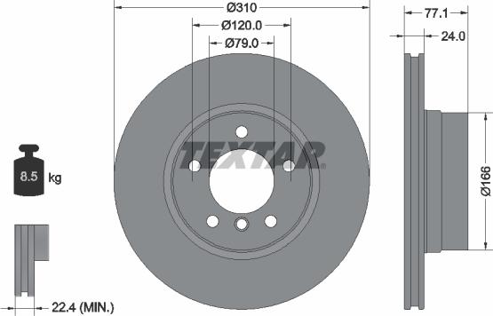 Textar 92122505 — Tarcza hamulcowa