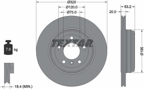 Textar 92122703 — Tarcza hamulcowa