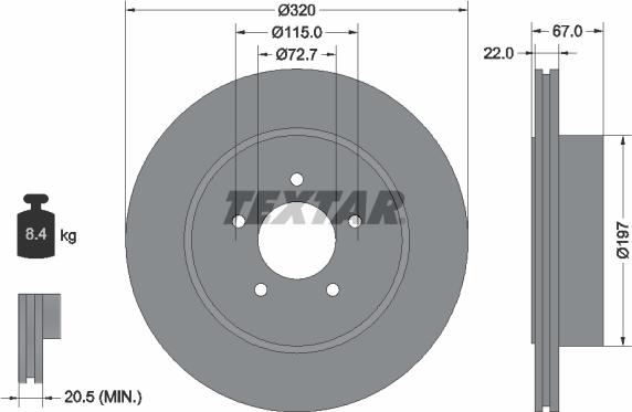 Textar 92177203 — Tarcza hamulcowa