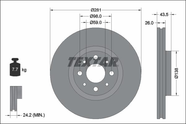 Textar 92344703 — Tarcza hamulcowa