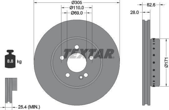 Textar 92343625 — Tarcza hamulcowa